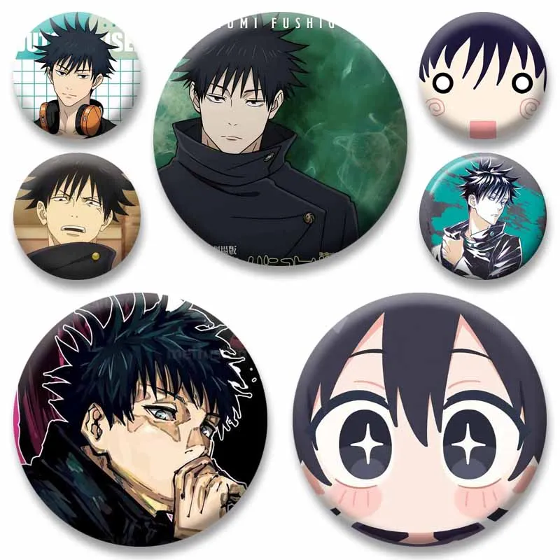 Pin de Solapa Redondo con Diseño de Personaje de Anime Fushiguro Megumi, Broche Decorativo para Mochilas y Ropa, Accesorio de Regalo para Amigos