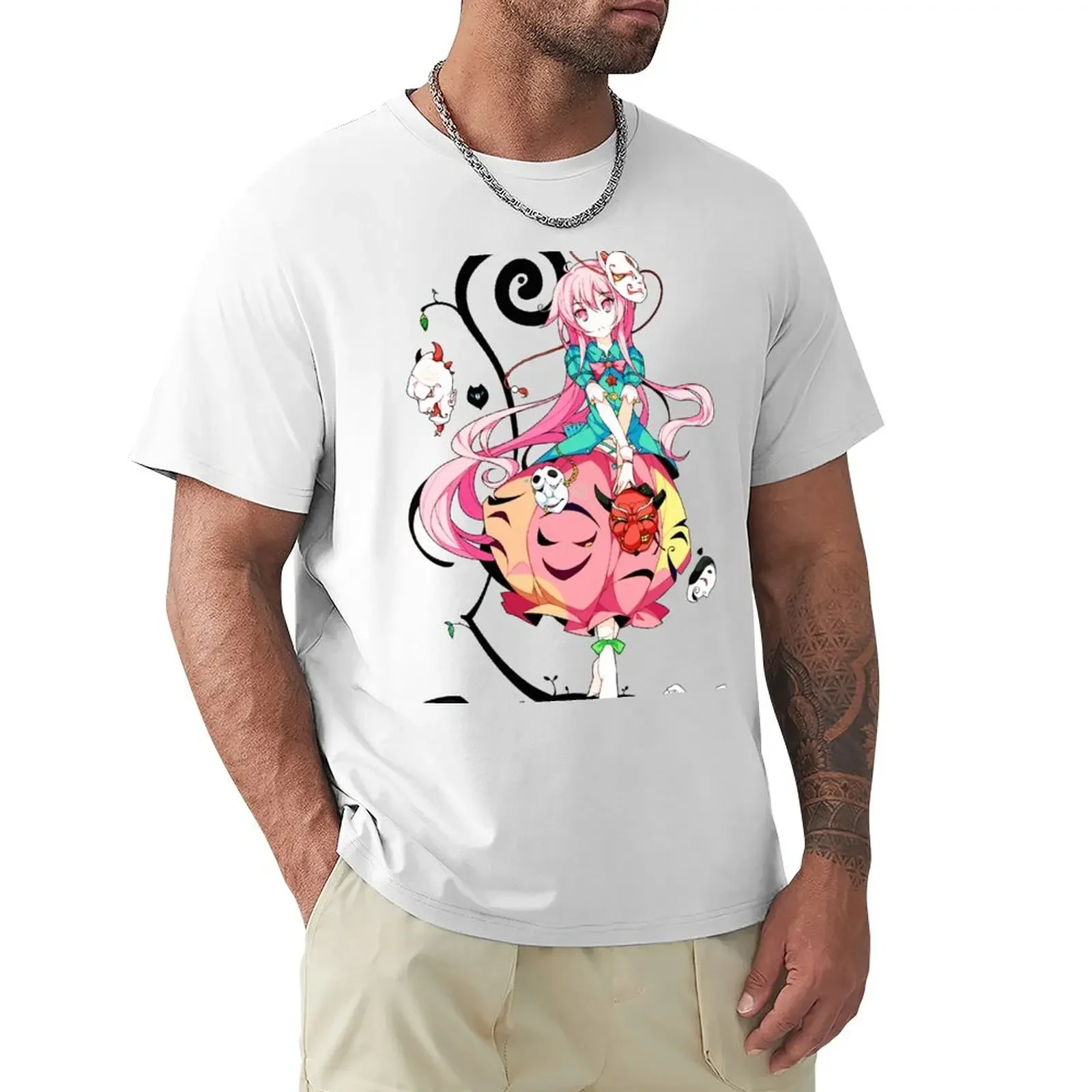 Touhou Project-Camiseta Hata no Kokoro para hombre, Camisetas estampadas de moda coreana, de secado rápido, grandes y altos