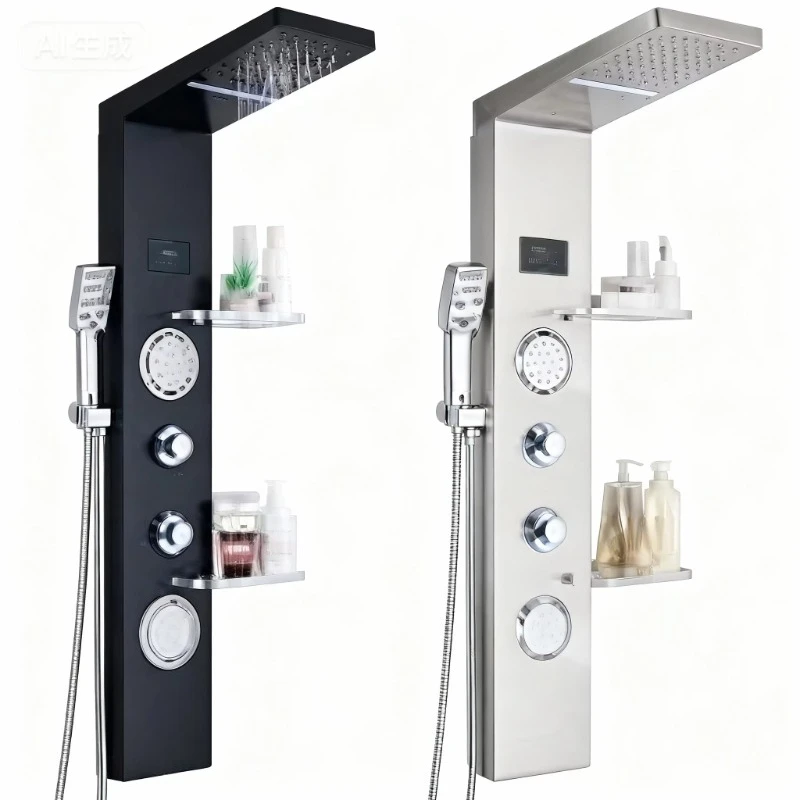 

Элитная настенная душевая панель из нержавеющей стали с одним рычагом и режимом многоточечного душа для ванных комнат в отелях