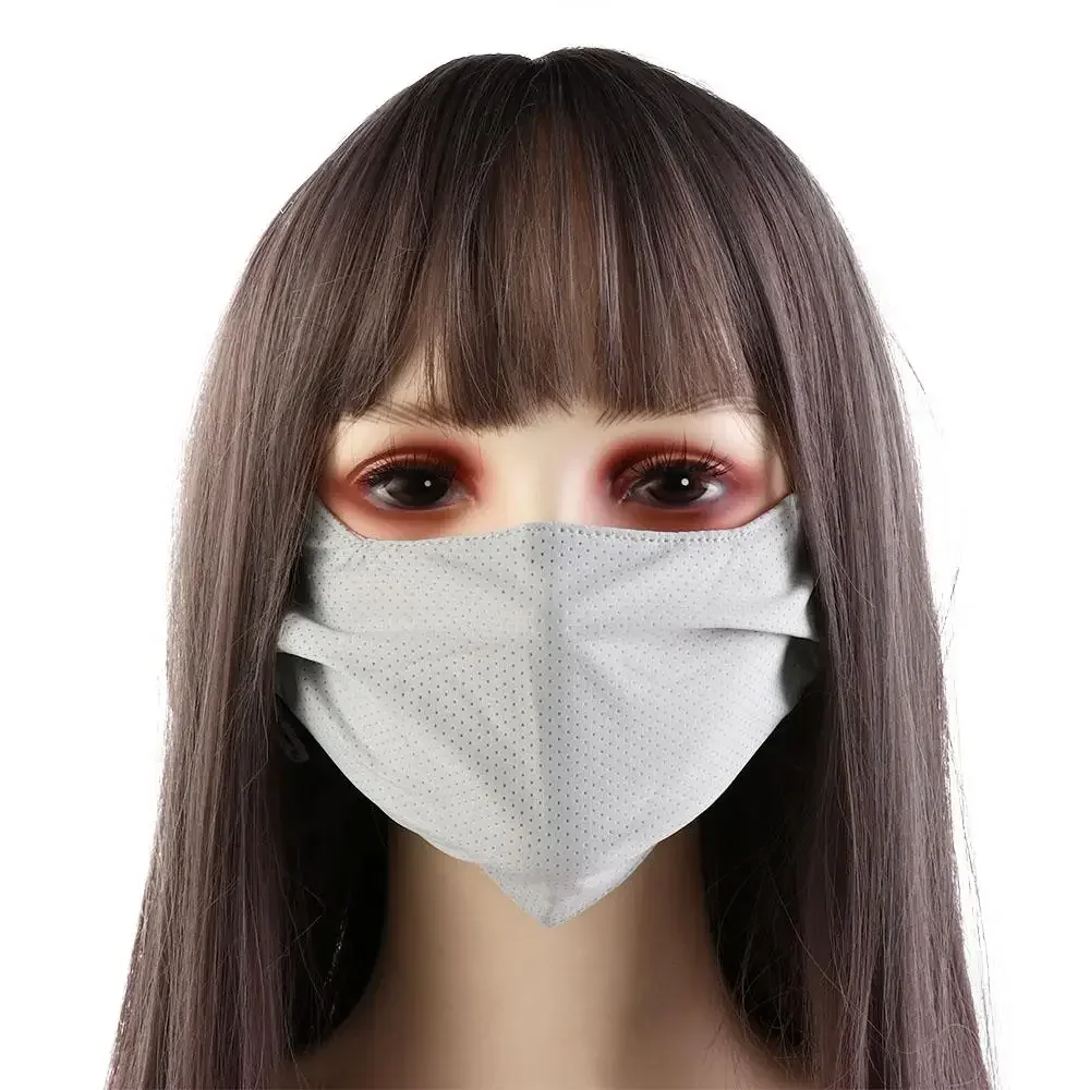 Fietsen Vissen Voor Vrouwen Zonbescherming Wandelen Outdoor Mesh Effen Kleur Gezichtssjaal Zonnebrandcrème Masker Ijs Zijde Masker Gezichtsbedekking