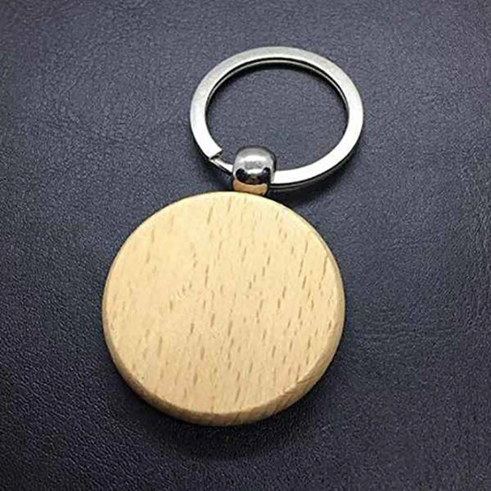 ABKP-80Pcs Blank Round Wooden Key Chain Diy Wood Keychains Key Tags Can Engrave Diy Gifts