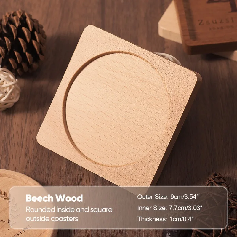 1PCS Solid Coaster Walnut Wooden Cup Pad Tea Coffee Mug Drinks Holder Tableware Decorative Home Wedding Decor Cup Pad Coaster