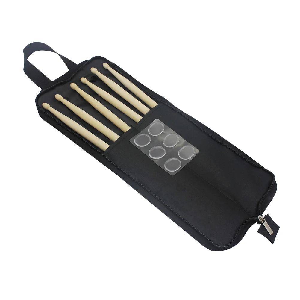 

3pcs Drum Stick Bag Accessories Sturdy Maple Wooden Drumsticks Set for Beginner Practice Portable Oxford Cloth Waterproof