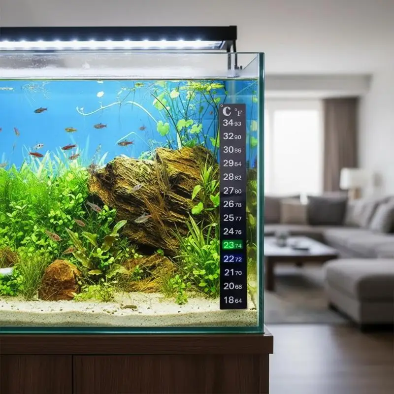 1PC Digital Aquarium Fish Tank Stick On  Dual Scale C F Discolor Temp Measurement Sticker Tool
