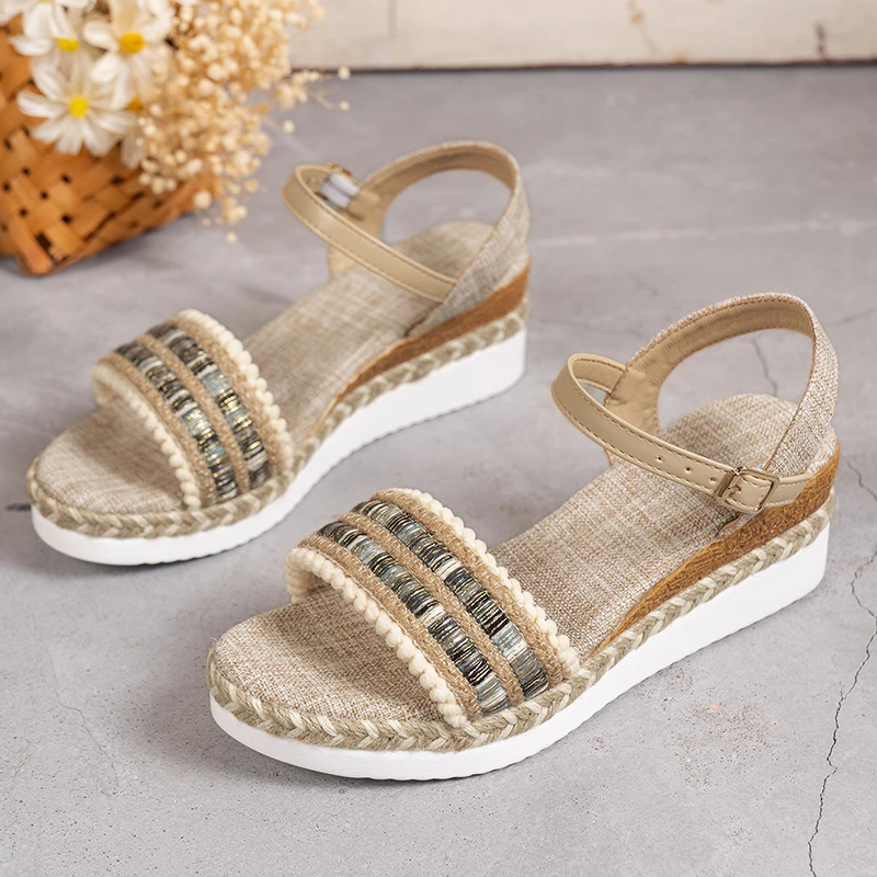 Women\'s Wedges Espadrilles Sandals Summer 2023 Non Slip Platform Roman Sandals Woman Lightweight Casual Walking Sandalias Mujer