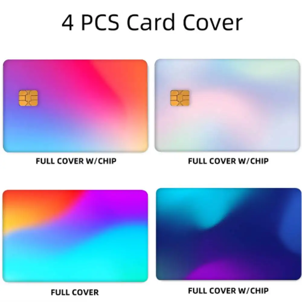 Gradient Color Anime 4pcs 1Set Funny Shell On Off Ultra Thin No Fade Sticker Skin Cover Film For Debit Credit Card