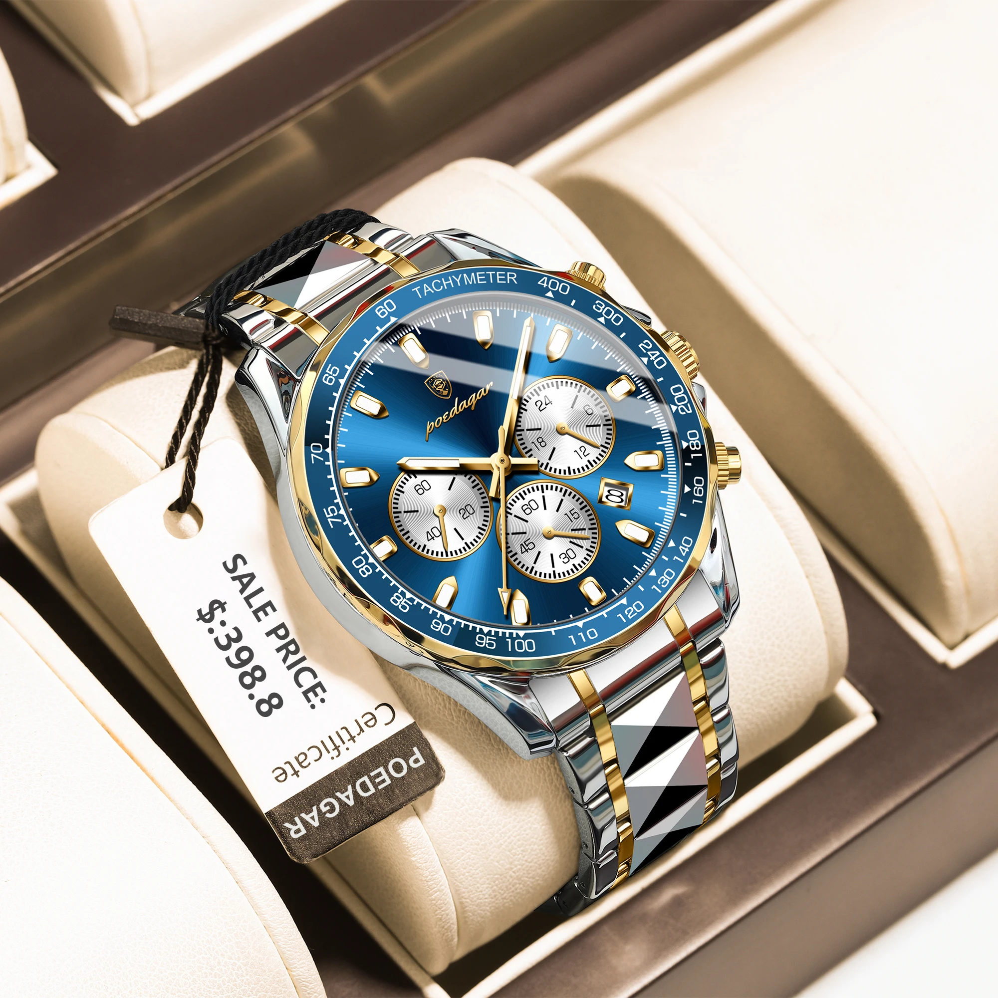 

POEDAGAR 2025 New Waterproof Luminous Calendar Stainless Steel Watch Business Dominance Fashion Student Quartz Watch