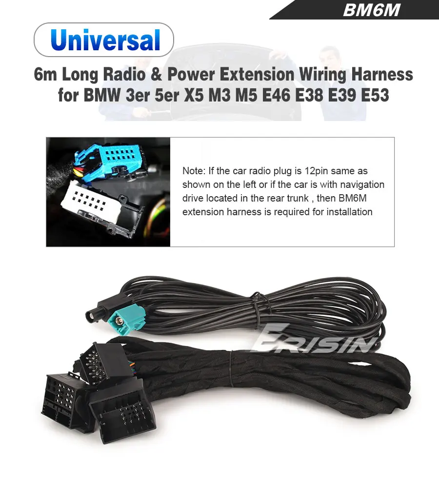 Per Erisin BM6M 6M Cablaggio di prolunga universale per BMW con sistema Harman-Kardon o Bose