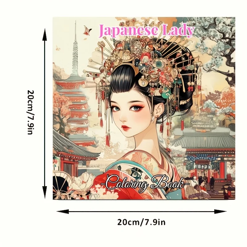 1pc Japanese Lady Coloring Book for Adult Stress Reduction | Colouring Book for Relax and Mood Reduction Christmas Gifting