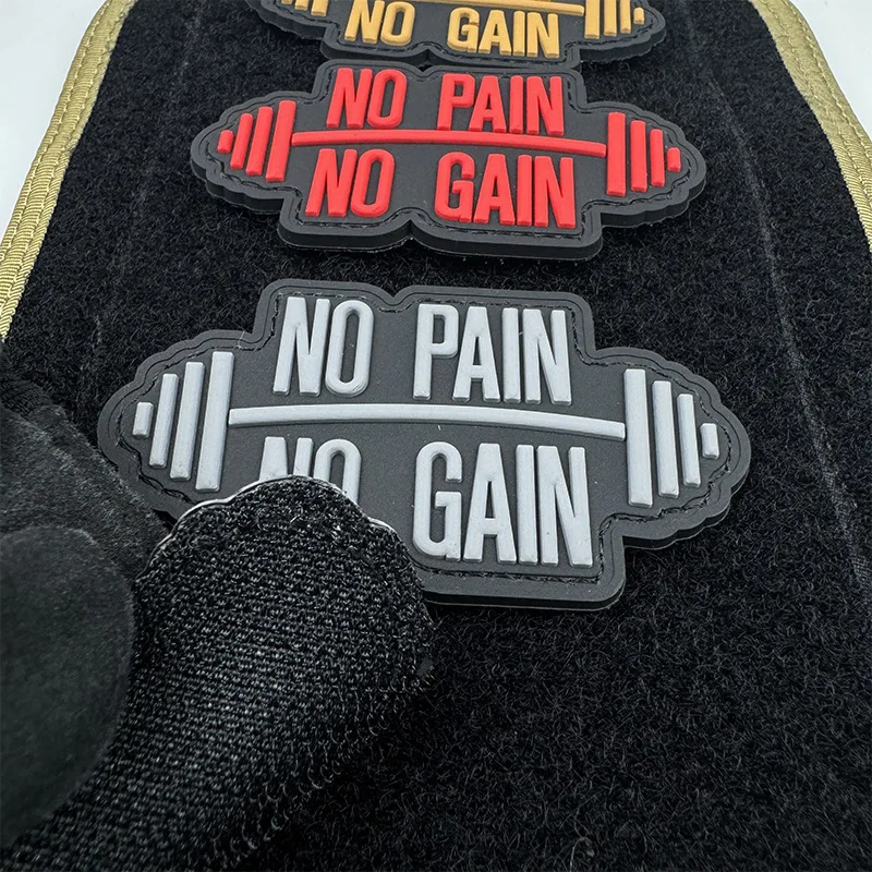 No Pain No Gain Fitness and Sports Series Tactical Embroidered Patches Bench Press Armband Backpack Badge with Hook Backing