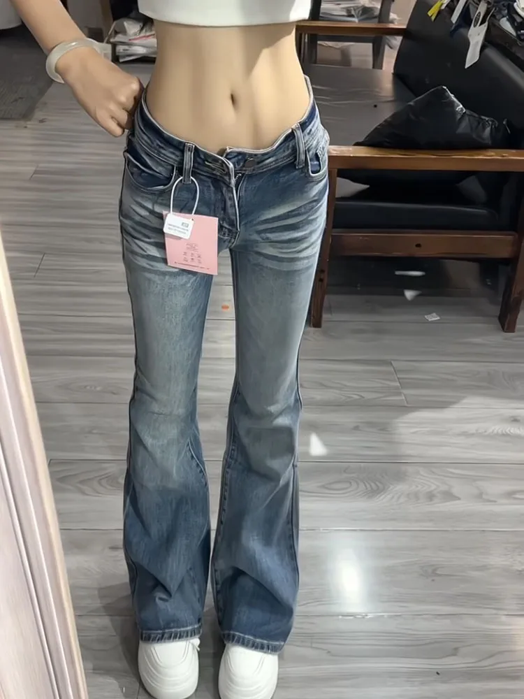 レトロアメリカン クローベルボット ジーンズ レディース スリムフィット 伸縮性ストレートレッグ ロングパンツ コットンストレッチデニム l ウエスト