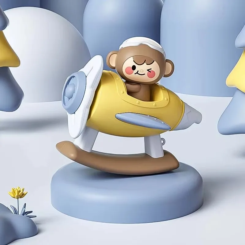 Children Soothing Silicone Small Plane Whistle Shower Bath Music Training Whistling for Baby Toys Cartoon Eating Teether Toys