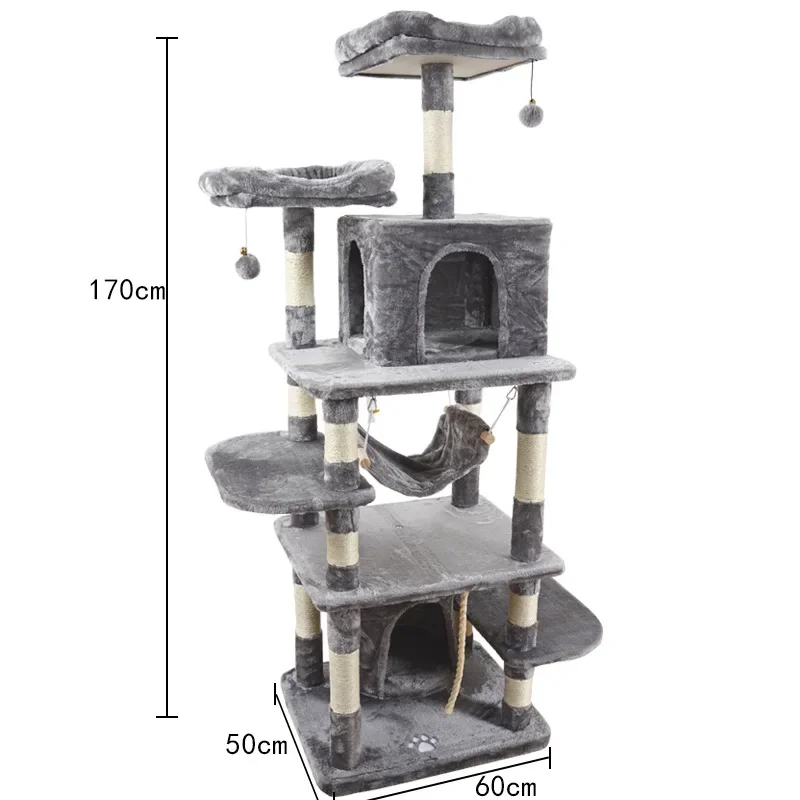 High Quality Dark Grey Cat Scratching Post Tree Wood Sustainable Solid Wood Cat Climbing Wall Diy Cat Tree