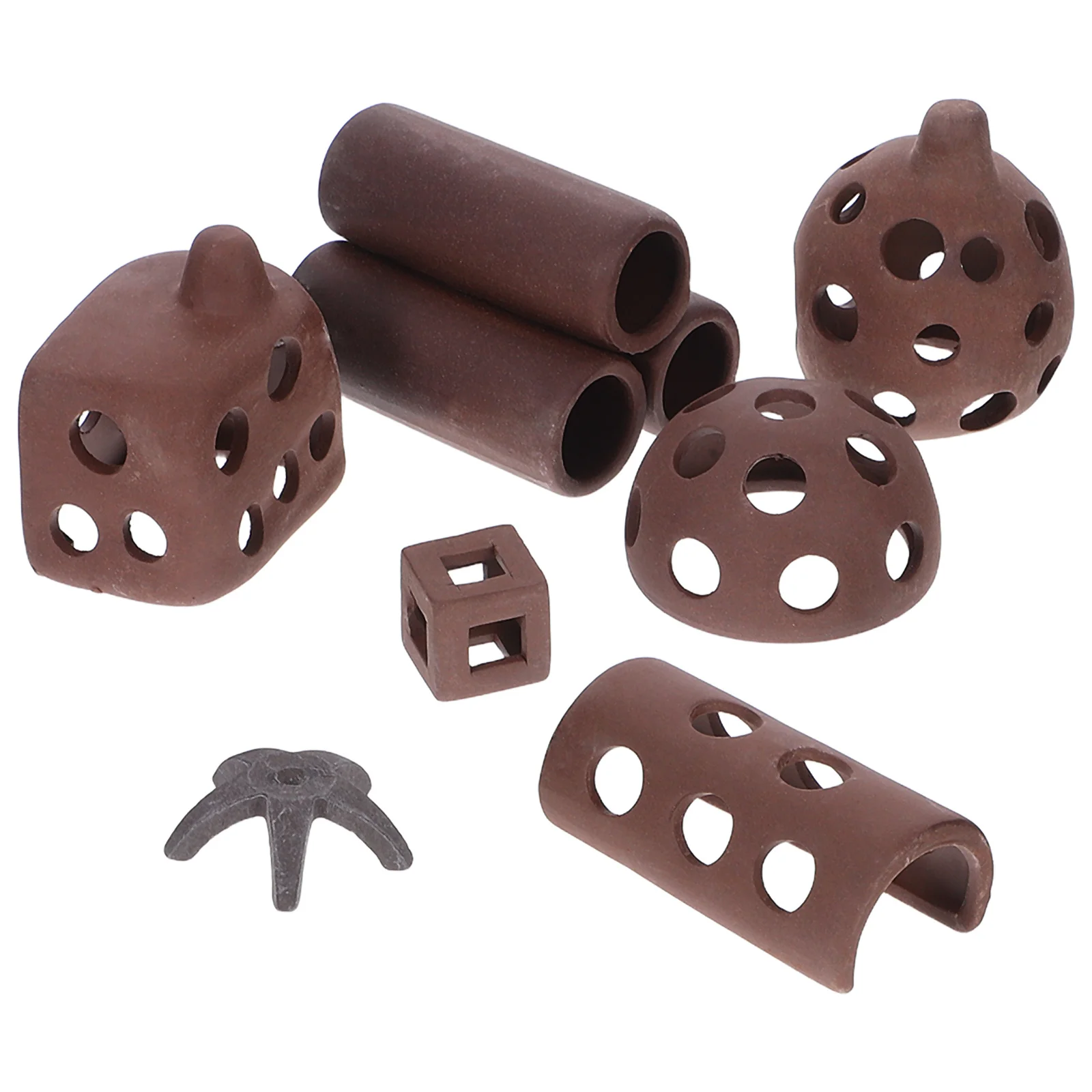 

7Pcs Fish Tank Decor Aquarium Purple Clay Ceramic Hiding Caves for Fish and Shrimp Breeding Ornament Landscape