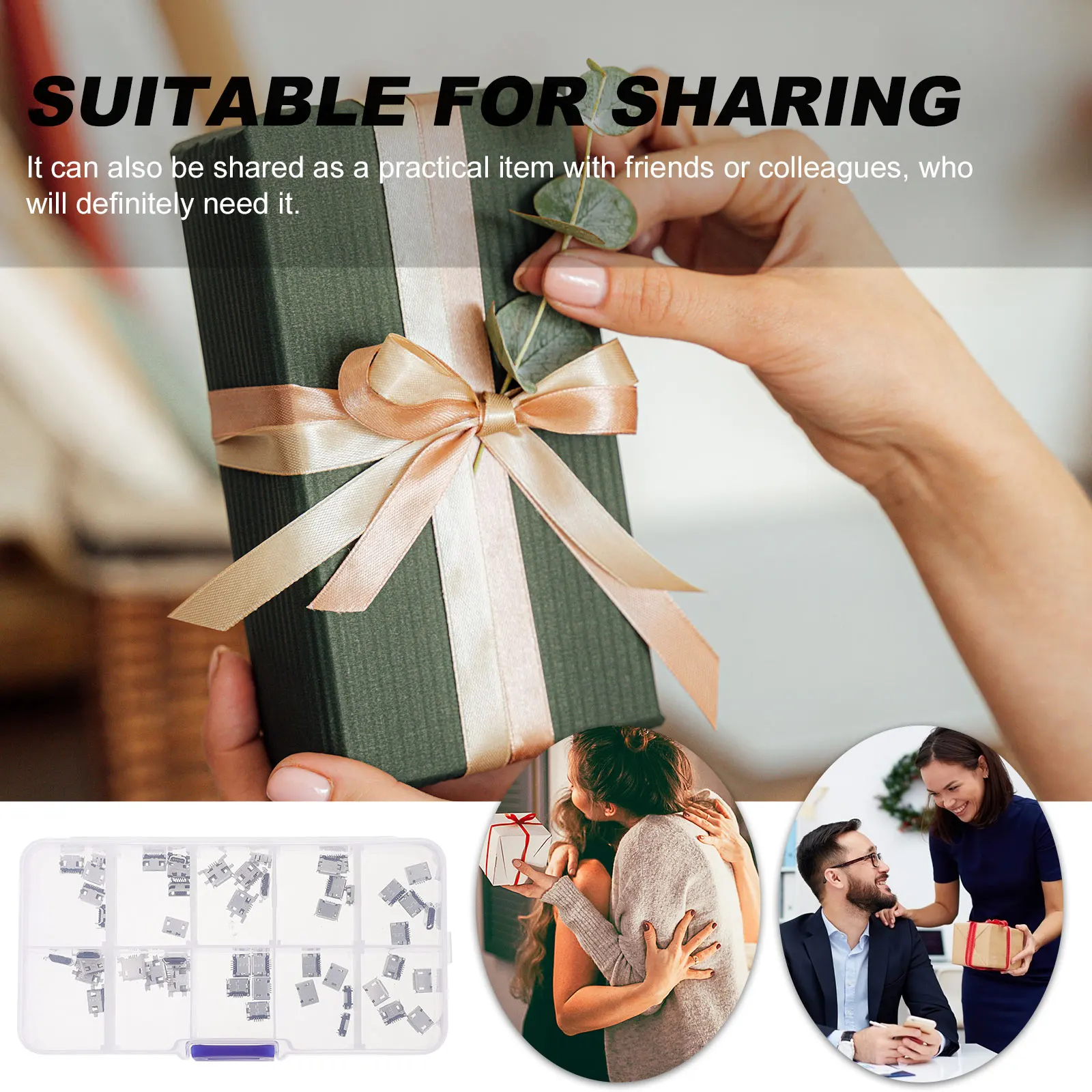 

100 Pcs Socket Mother Seat Micro Usb Connector Female 5-pin Replacement Adapter Copper Charging