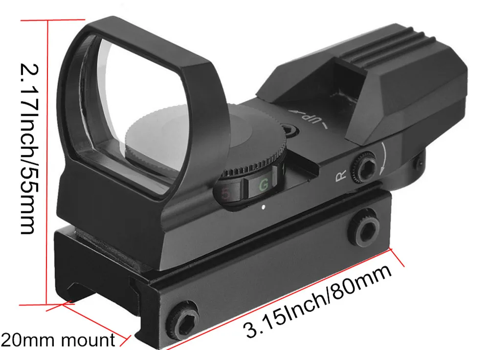 Lunette de visée DulRiflescope avec rail Pictinny, vue holographique à point rouge, 4 objectifs de réemploi, visée optique ColliDonor, chasse,