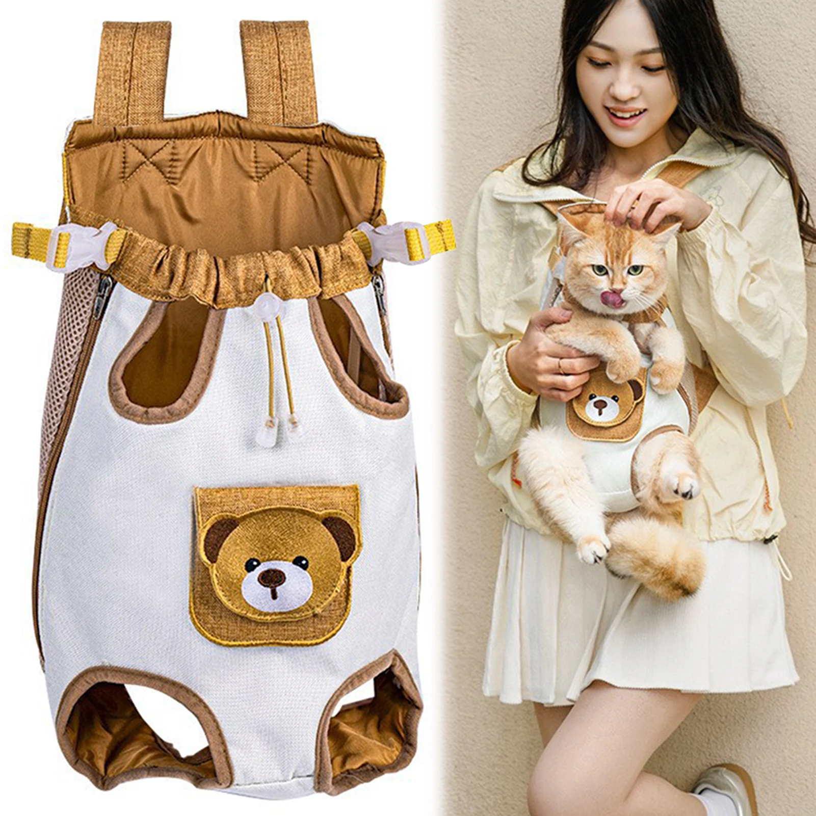 Breathable Cat Backpack Carrier Hands-Free Pet Travel Bag Durable & Water-Resistant Material Foldable Design For Hiking Camping