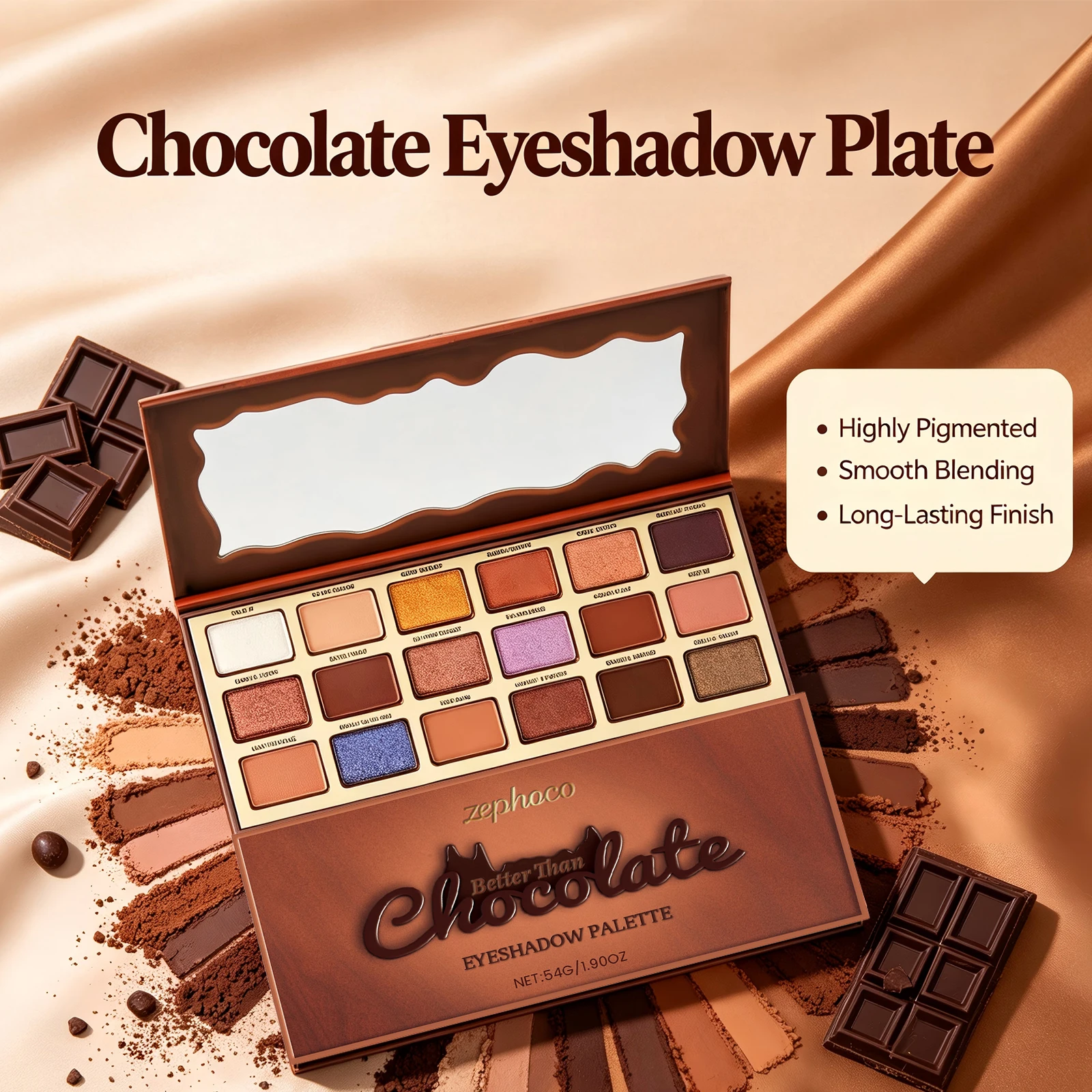 18 Color Chocolate Style Eyeshadow Palette Earth Colored Highlight Cool Tone Long Lasting Pigmented Eyeshadow Eye Makeup