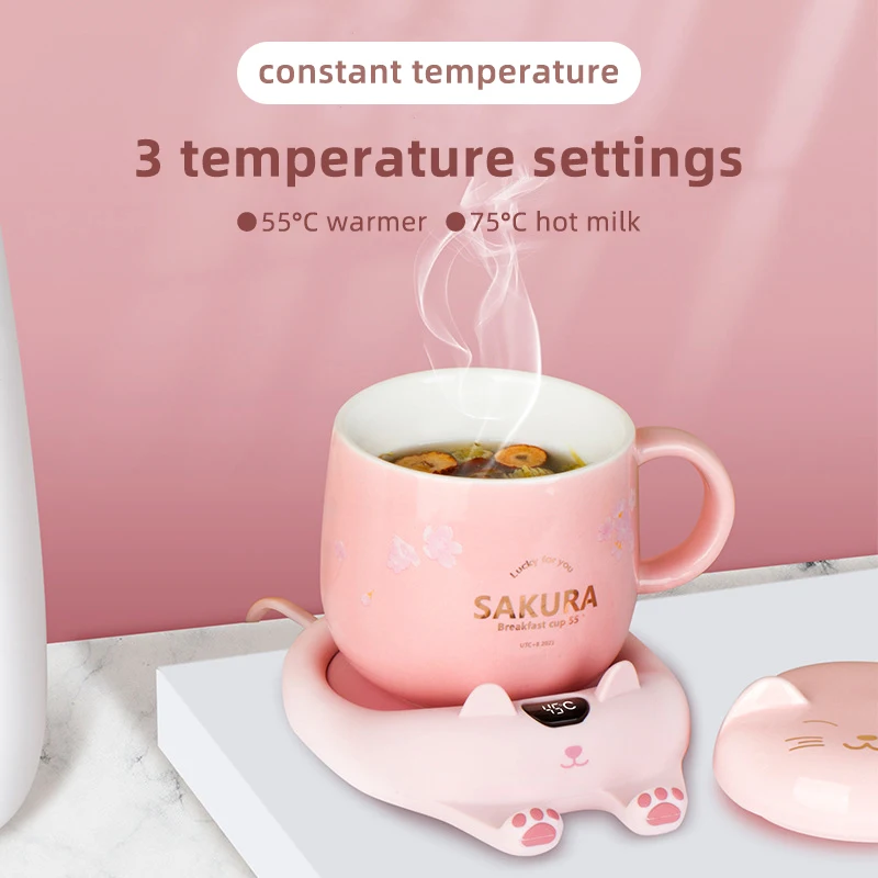 220V Electric Cup Heater Coffee Mug Cup Mat Warmer Heating Pad for Home Office Milk Tea Coffee Heater Auto-off For Friends Gift