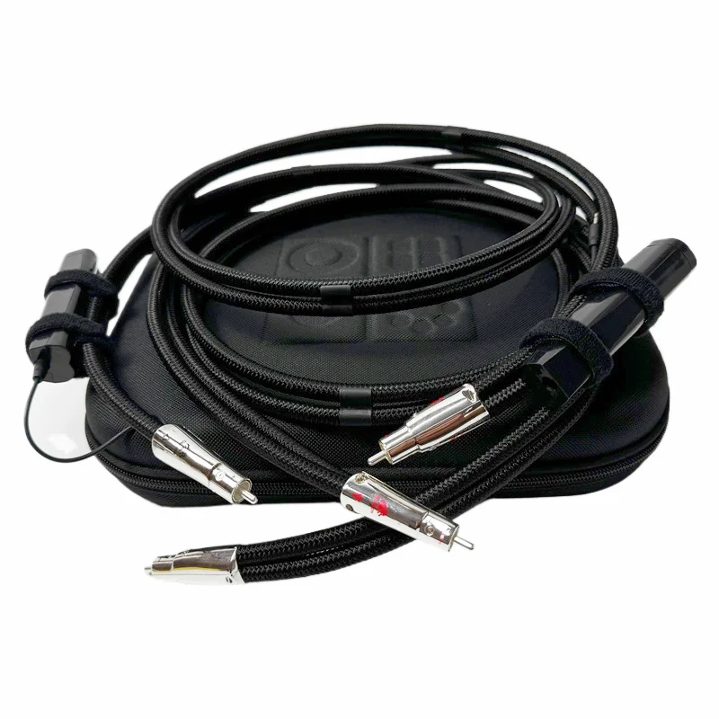 Dragon-Cable RCA de plata pura, Cable de señal de Audio HiFi de núcleo sólido, gama alta, 2 RCA a 2 RCA, Cables de interconexión con caja