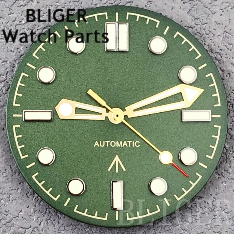 BLIGER 31 мм NH35 бронзовый зеленый циферблат для часов, набор стрелок, светящийся Fit NH34 NH35 ETA2824 PT5000 Miyota, аксессуары для часов с механизмом, детали