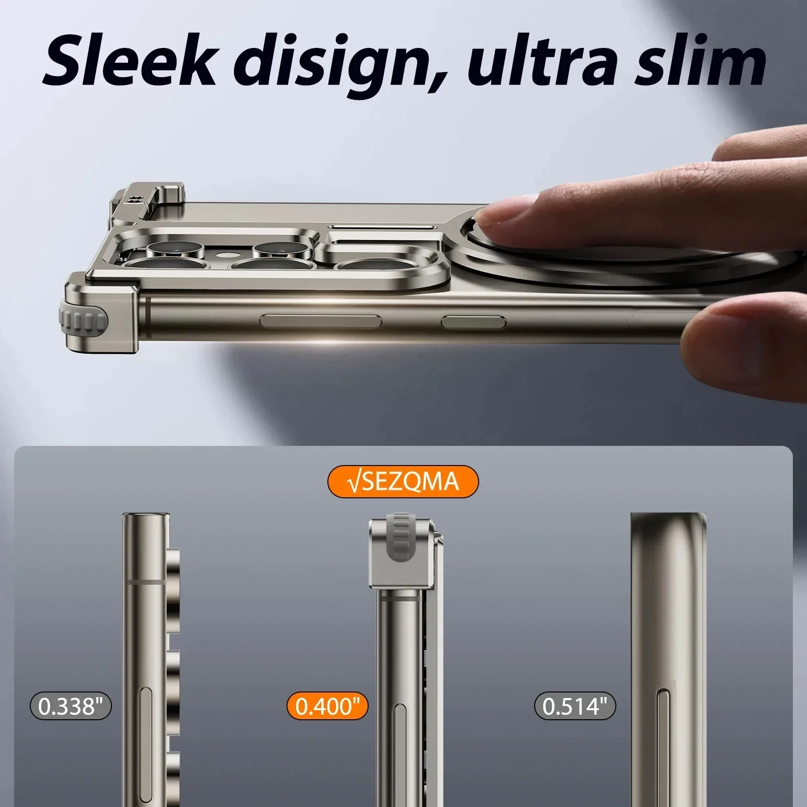Magnetic Phone Case for Samsung Galaxy S24 Ultra Galaxy S24+ Galaxy S24 Aluminum Metal Phone Bumper with Finger Ring Holder