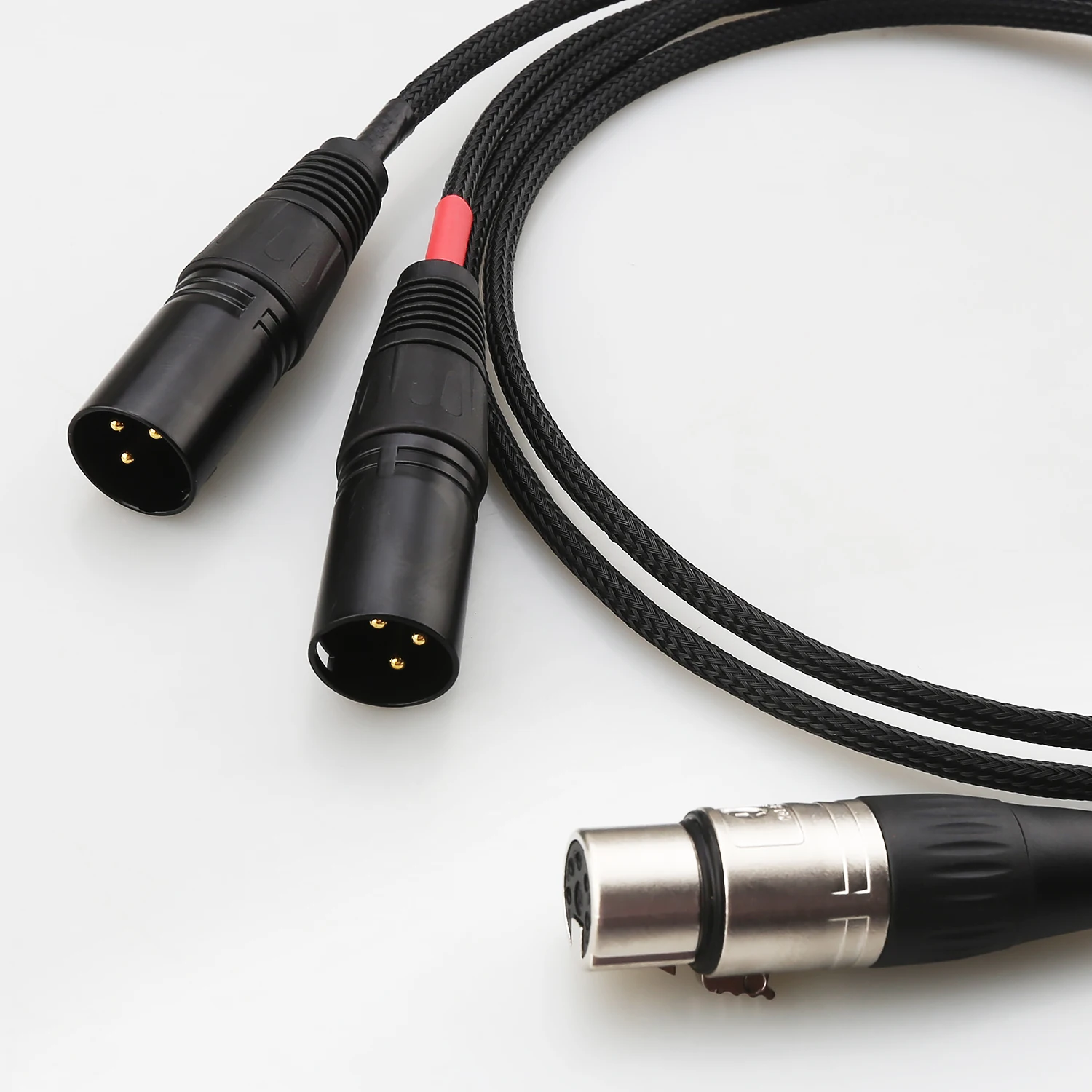 XLR Y Splitter Cable 5Pin XLR Female to Dual 3Pin XLR Male Balanced OFC Hifi Audiophile Adapter for Amplifier DAC Preamp Studio