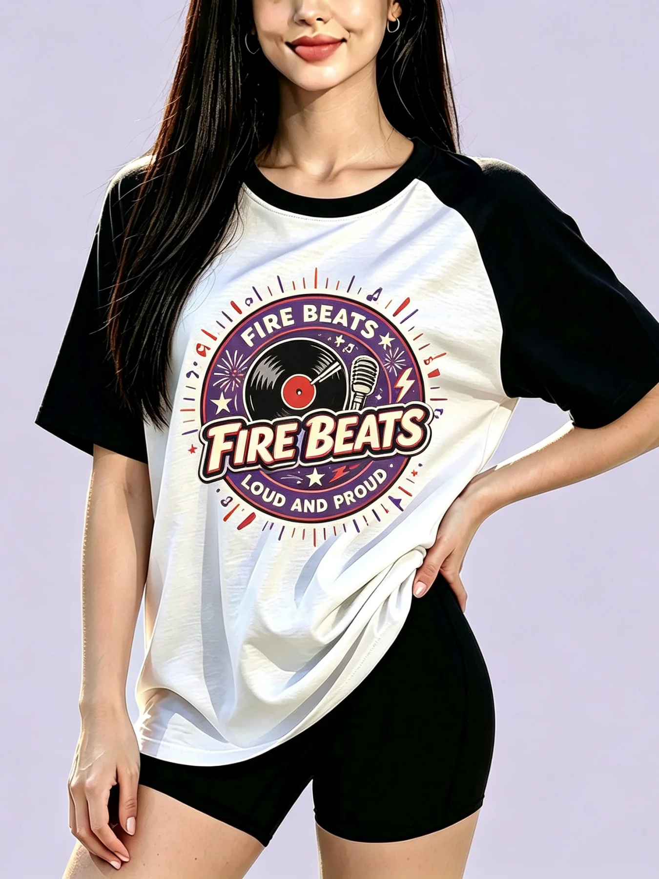 Women's Grey-White Raglan T-Shirt 'Go outside Explore Slowly' Bold Letter Print Loose Casual Tee for Comfortable Wear