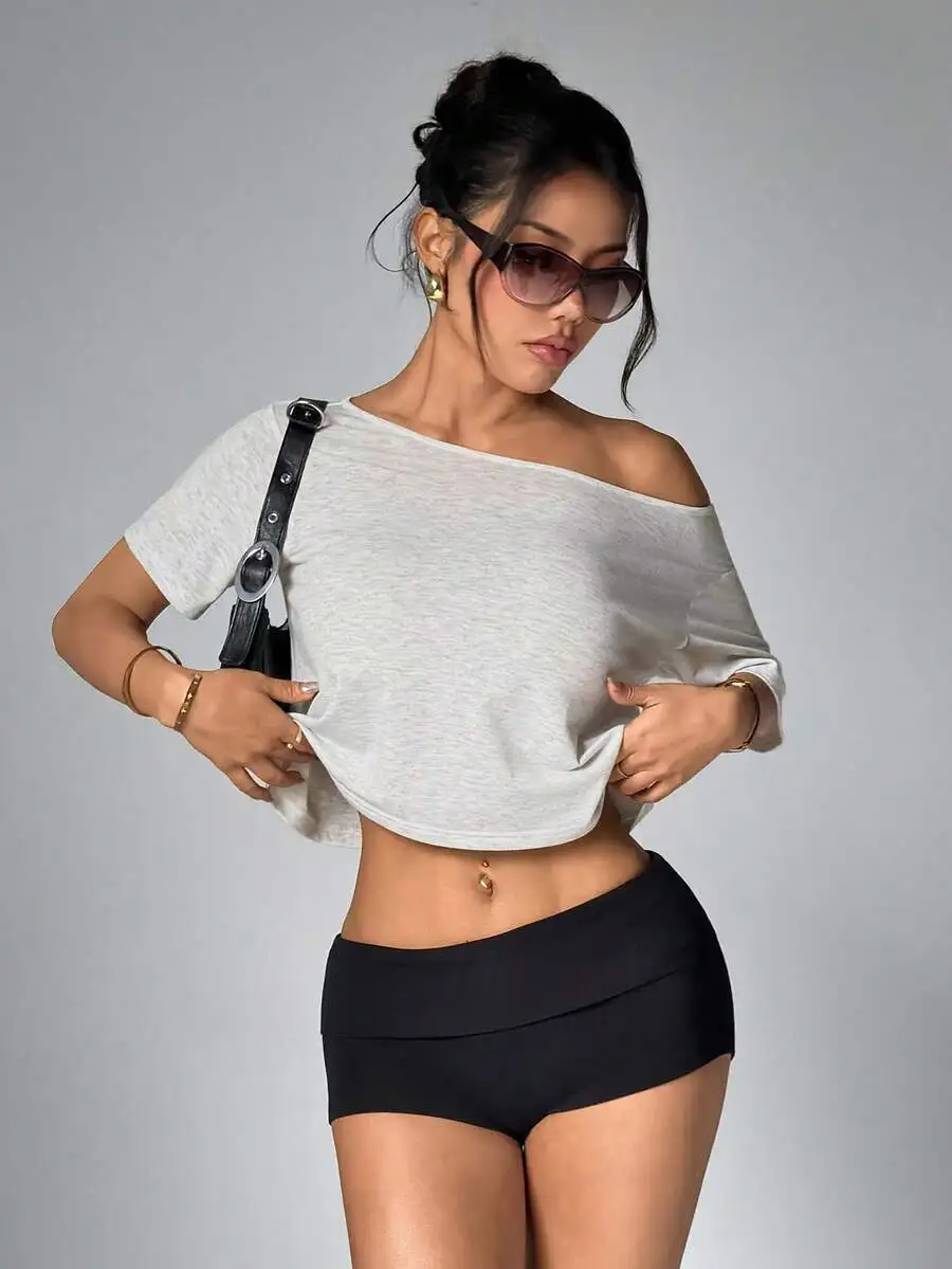 

Women Loose Gray Short Sleeve Top, Casual Basic Soft Comfortable Sporty Shirt Perfect for Fitness Outings Travel Daily Casual