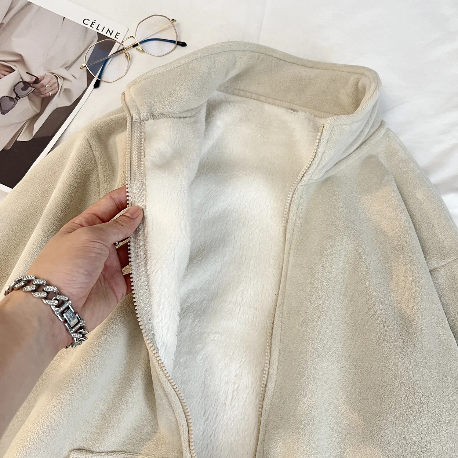 

Зимняя двусторонняя флисовая куртка, толстовка с капюшоном на подкладке шерпа, термоветрозащитное пальто, флисовая одежда для дома, спортивная повседневная одежда