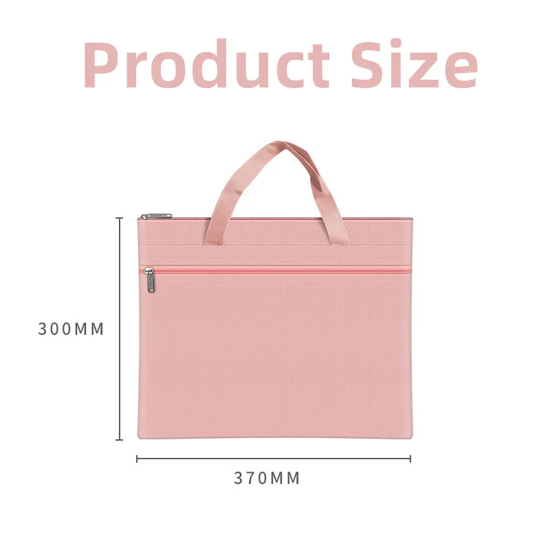 2PCS A4 Portable Document Bag Dupla Camada Zipper Bag Impermeável Grande Capacidade File Organizer