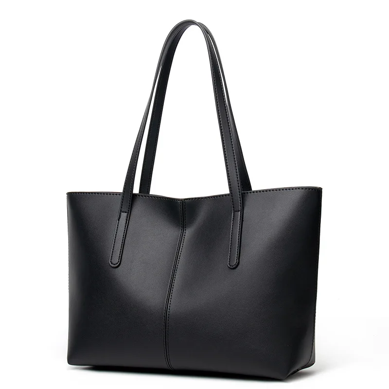 

Deluxe Retro Shoulder Bag Large Capacity Casual High-quality Women's Handbag Soft Leather Commuter Tote Bags Simple Daily
