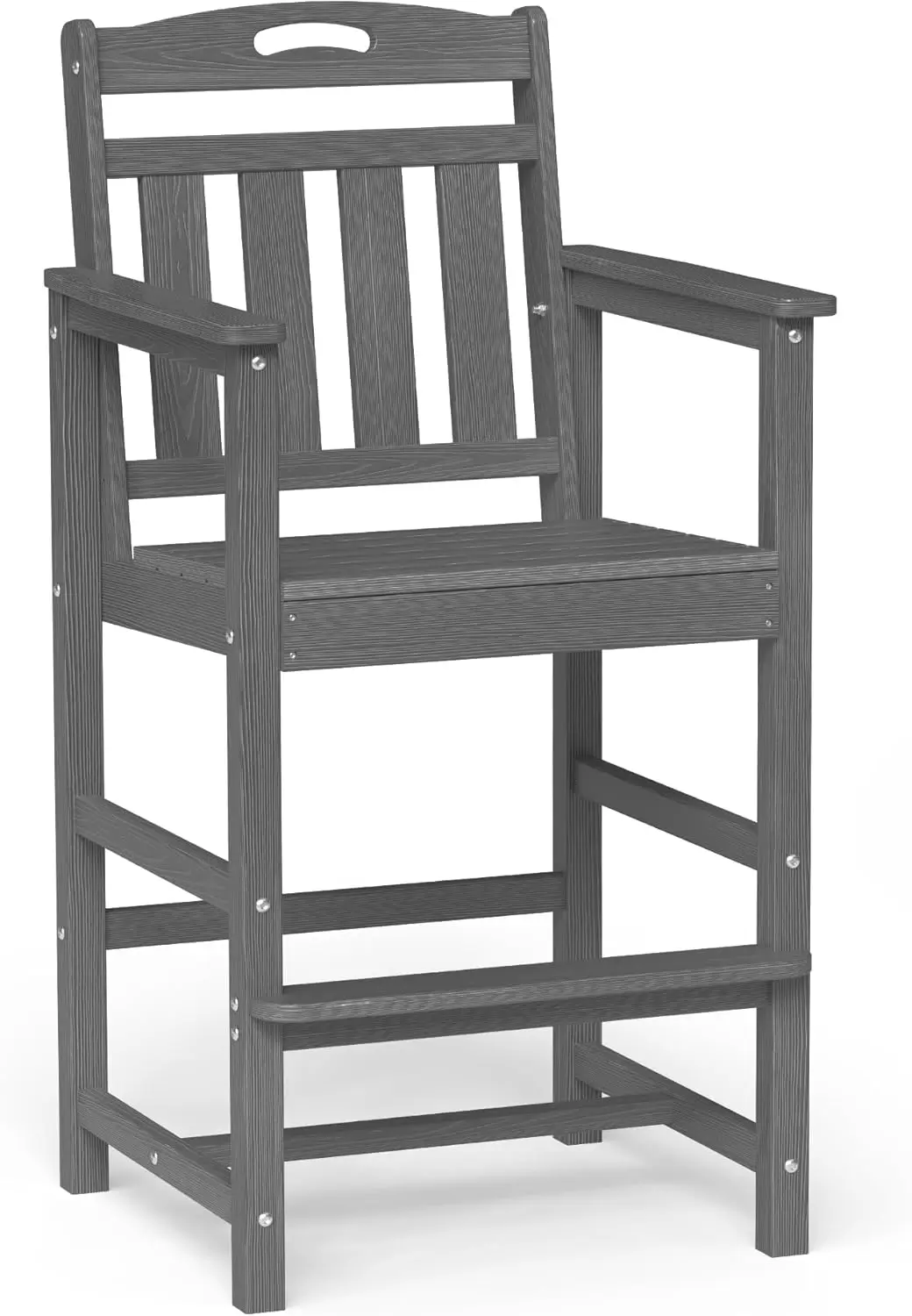 

Oversized HDPE Patio Bar Stool with 27" Seat Height, Modern Outdoor Chair for Bar Deck Balcony Kitchen Counter Yard in Grey
