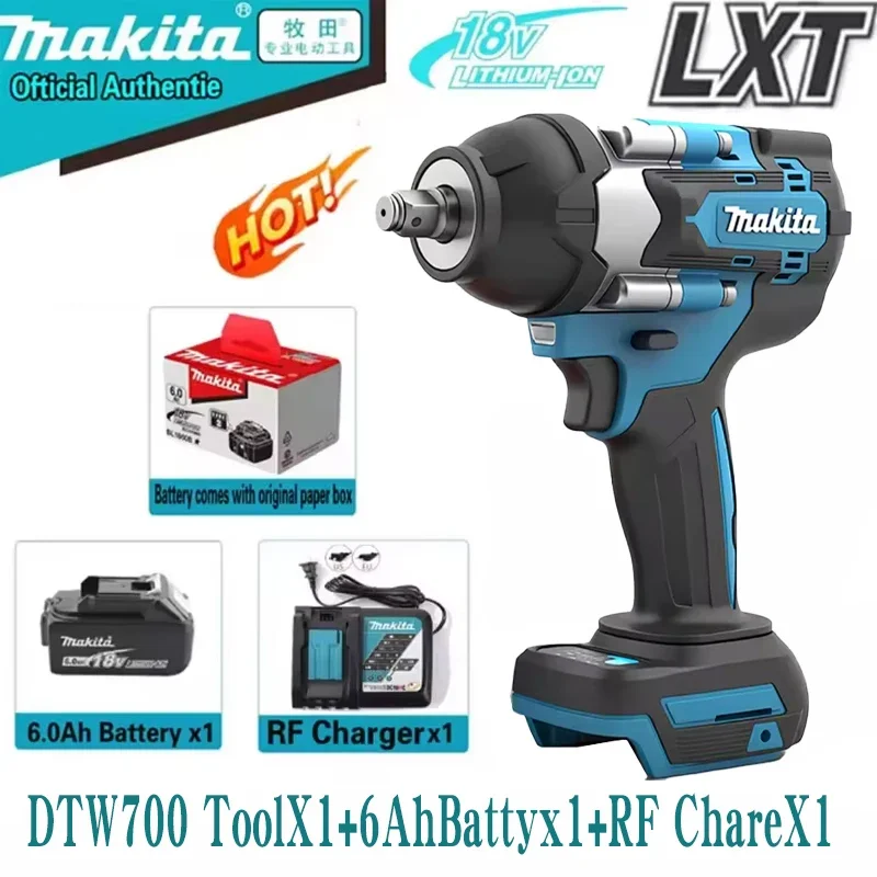 

Makita Electric Wrench DTW700 Brushless Multi functional Rechargeable 18V Lithium Battery Auto Repair High Torque Impact Wrench