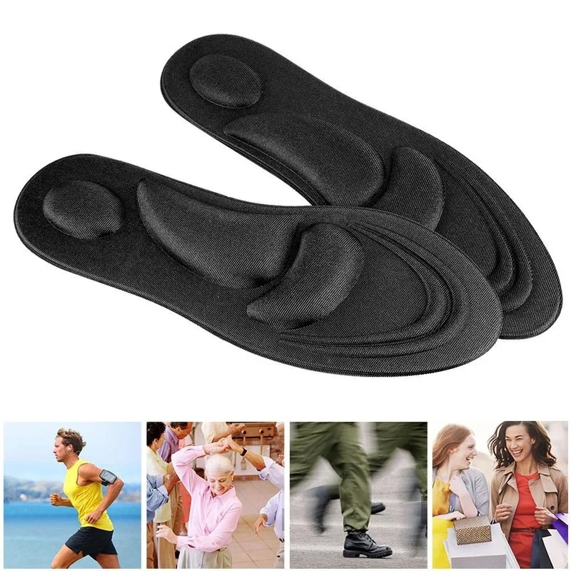 1Pair 4D Massage Insoles Memory Foam Cushion Orthopedic Pain Relief Sponge Pad Sports Shoe Pads Men Women Flat Feet Arch Insole