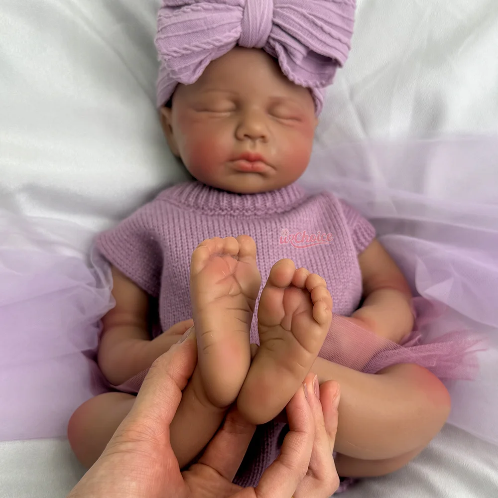 Boneca reborn de silicone realista, 20 polegadas, artesanal, macia, recém-nascida, preta, menina, para coleção de arte, projetos diy e presentes para o dia das crianças