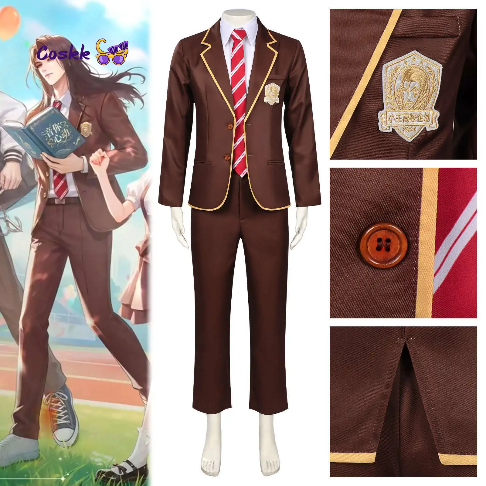 

Honor of Kings Zhou Yu school uniform Cosplay Costumes Youth Campus Style Uniform Suit Same Style Game Anime Full Set