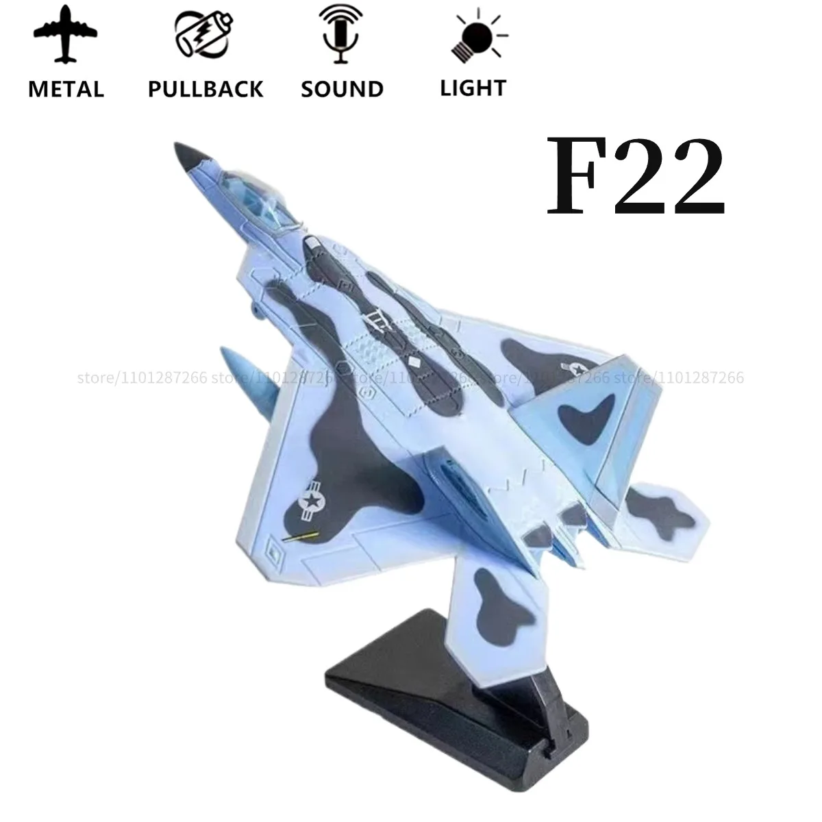 1:50 Pullback & Go Jet Fighter Aircraft Toy, with Light Sound, Scale Diecast F16 F22 F35 B2 J31 Plane Model Kid Boy Baby Gift