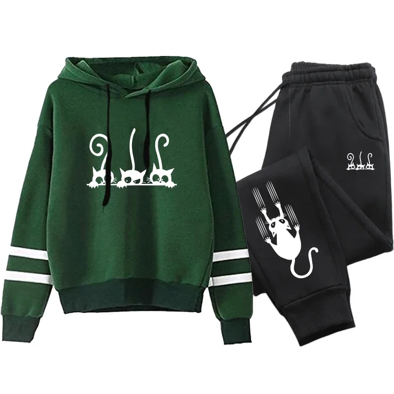 Hot Sales Autumn Winter Women Tracksuit Casual Daily Hoodies High Quality Single Piece Stripe Sweatpants Comfort Outdoor Jogging