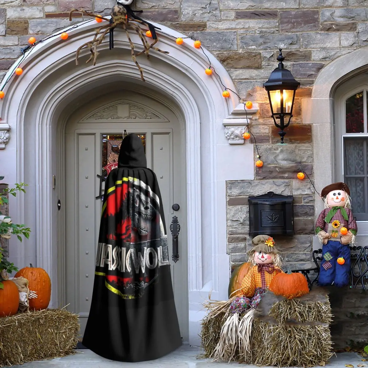 العالم الجوراسي عباءة طويلة مقنعين الساحرة القرون الوسطى زي تأثيري كيب هالوين مصاص دماء الكبار للجنسين