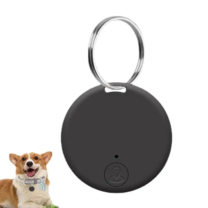 Mini GPS Tracking Device Portable Pet Finder Locator with Alarm Reminder Round Real-Time Tracking for Kids Pet Wallet Keychain