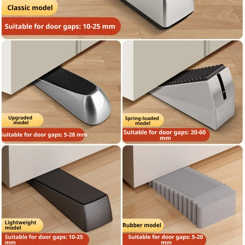 Heavy Duty Zinc Alloy Door Stopper Windproof Anti Slip Gaps Buffer for Home Office Hotel Floor Door Fixator Home Improvement 1PC