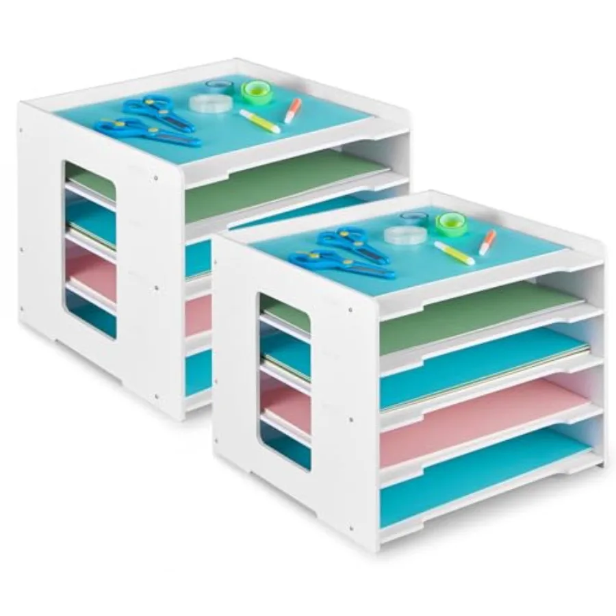 

2 Pack Scrapbook Paper Organizer Inch File Organizer for Desk Stackable Paper Trays Holder Home Office Decorations