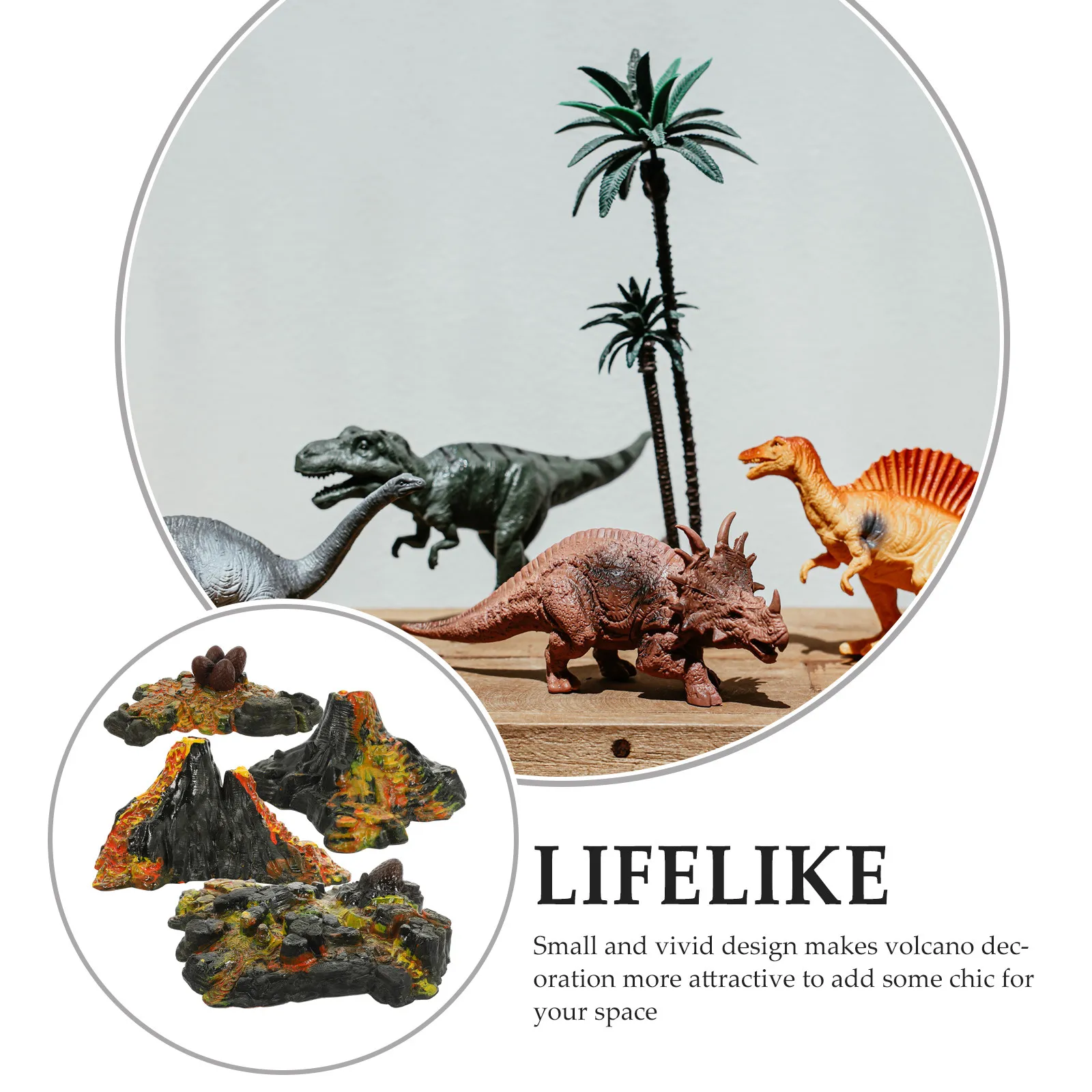 1Set Volcano Simulation Decor Small Compact Artificial Landscape Adornment Sandbox Eruption Effect Volcanic Statue Desktop