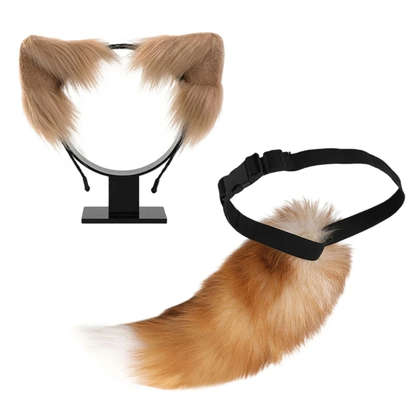 

Adult Animal Role Play Outfit Furry Animal Tail Costume and Plush Ear Headband