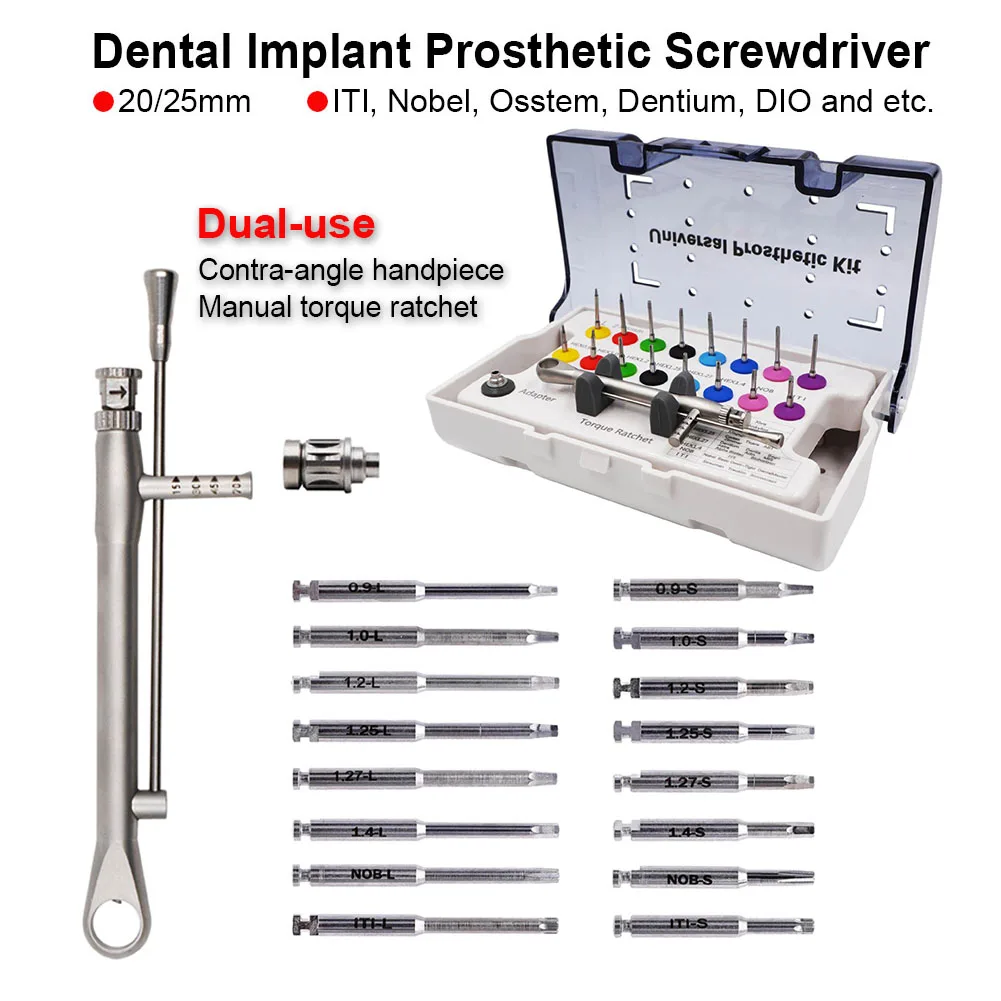 Dental Implant Restoration Screw Driver Prosthetic Kit Manual & Handpiece Dual-use Tool Torque Ratchet Wrench With Storage Case