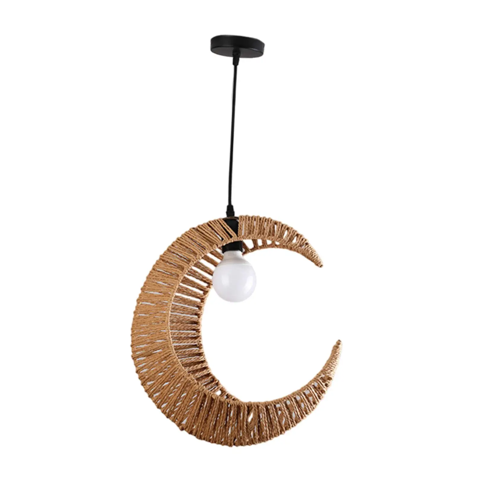 Hand Woven Pendant Lamp Ornament LED Hanging Lamp for Porch Cafe Bar Kitchen