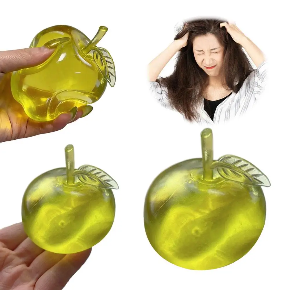 Squishy Green Apple Squeeze Toy Anti-Stress Vent Anger Fidget Toys Soft Transparent Slow Rebound Decompression Stress Relief Toy
