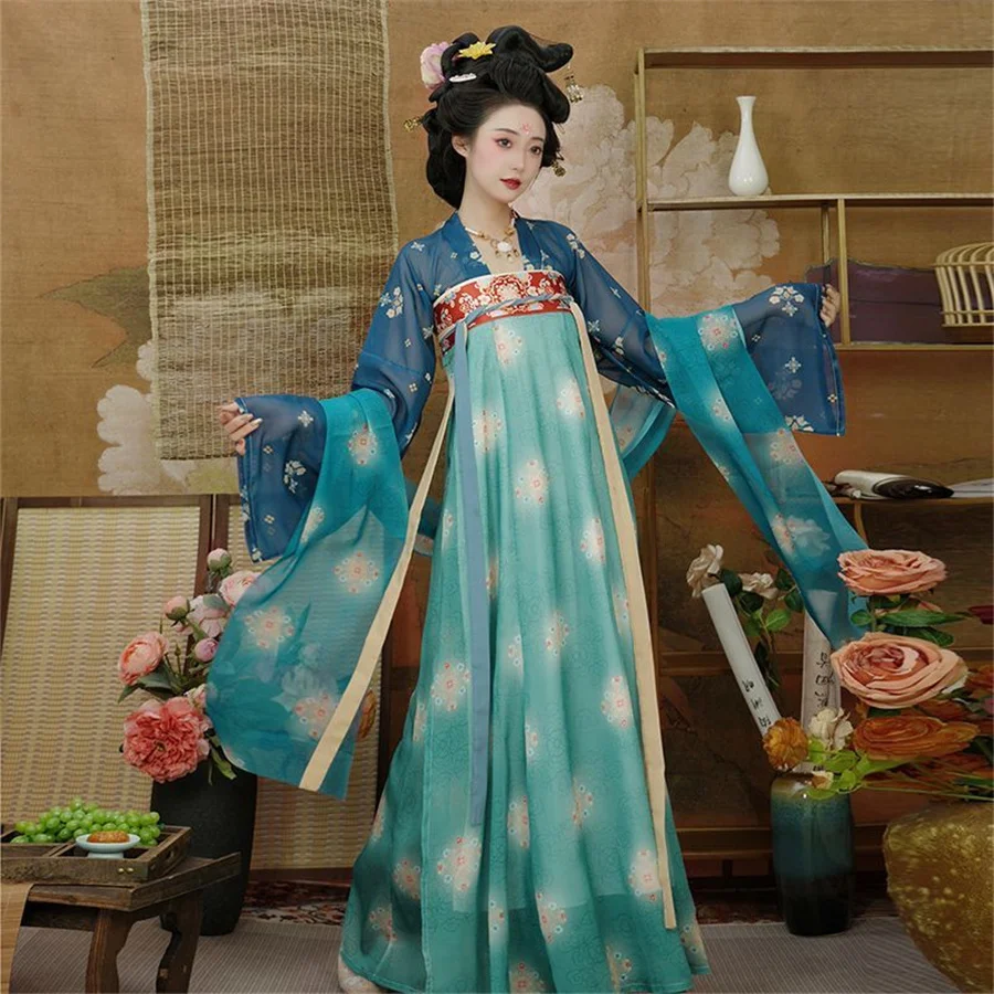 

Woman Chinese Traditional Hanfu Tang Suit Female Dance Performance Costumes Oriental Ancient Tang Dynasty Hanfu Princess Dress