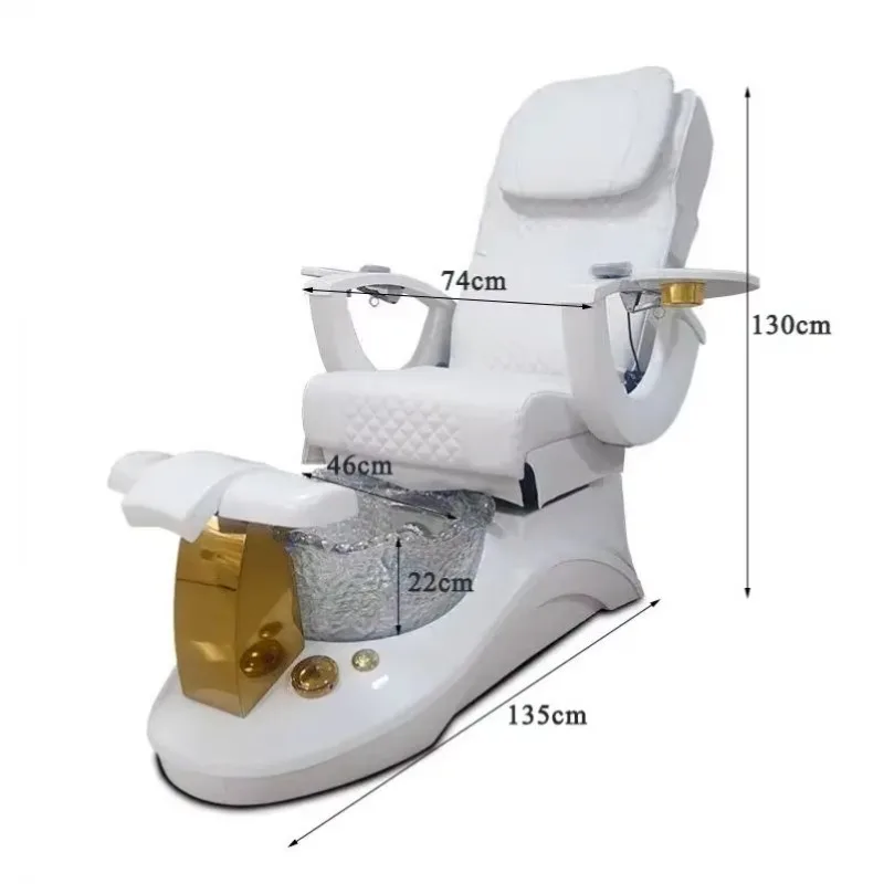 Madam Center Luxury Adjustable Non Plumbed Pedicure Foot Massage Spa Chair Genuine Leather 3 Motor Foldable Pink Hotel Gym Use